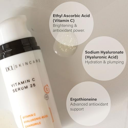 DCL Skincare Vitamin C Serum 25 with Ethyl Ascorbic Acid & Hyaluronic Acid, 1 fl oz
