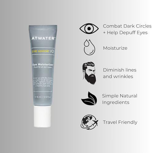 ATWATER Men's Eye Cream - Eye Bag Treatment for Men - Skin Care Designed to reduce Dark Circles, Under Eye Bags, Puffiness and Anti-Aging Formula - Moisturizer for Fine Lines and Wrinkles - 0.5 oz