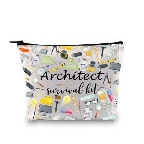 GJTIM Architecture Student Gift Survival Kit Zipper Pouch Makeup Bag for Architects (Survival Architect 2 Bag)