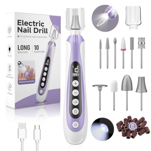 Cordless Electric Nail Drill Kit with 10 Tools & LED Display