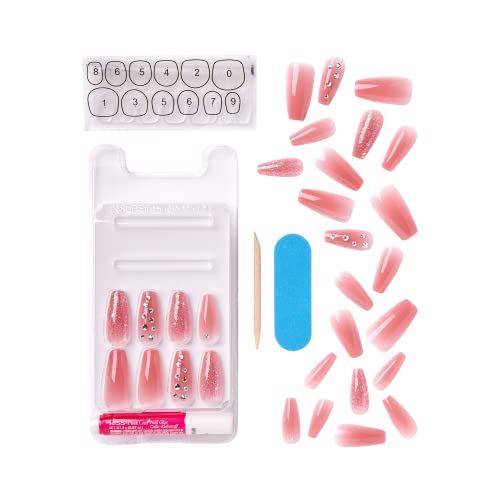 KISS Jelly Fantasy On-Trend Translucent Nails, Long Sculpted Glue-On/Press-On Fake Nails Kit, “Be Jelly”, with Pink Gel Nail Glue, 24 Mega Adhesive Tabs, Mini File, Manicure Stick, & 28 (Pack of 2)