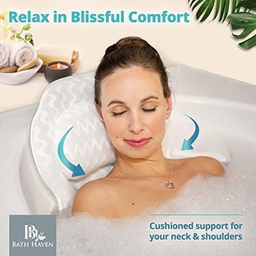 Bath Pillow Bathtub Pillow Back Neck Support Pillow, Spa Cushion for Tub, Relaxing Headrest Bath Pillow, Portable Washable Bathtub Accessories with 3D Air Mesh Thick Soft Bath Pillow (Deluxe)
