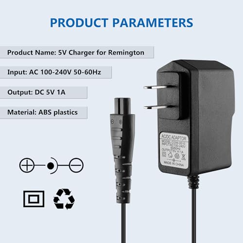 5V for Remington Charger, Replacement Charger for Remington HC5870 HC4250 PF7500 PF7600 PG6250 PG6255 PG6170 PG6171 XR7000 XF8550 XF8700 Electric Razor Power Cord with Cleaning Brush