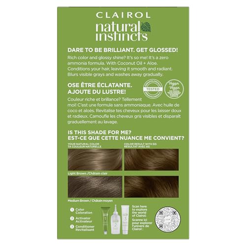 Clairol Natural Instincts Demi-Permanent Hair Dye, 6G Light Golden Brown Hair Color, Pack of 1