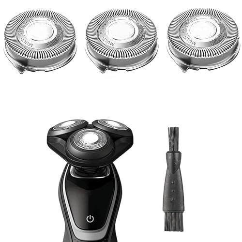 SH50/52 Replacement Heads Compatible with Philips Series 5000 Electric Shaver, Sh50 Replacement Blades Head Compatible with noreclo Series 5000, ATXX(S5xxx), PTXX (PT8xx, PT7xx) 3-Pack W/Brush