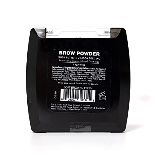 Palladio Brow Powder with Jojoba Oil & Shea Butter, Soft Brown
