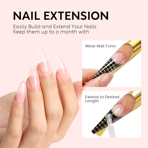 Nicedeco Builder Nail Gel 15ML 8 in 1 Builder Base Gel Clear Gel Nail Polish Strengthener Gel Hard Gel Builder Extension Nail Gel for Nail Art Design-007