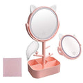 Nonebranded Vanity Mirror with Lights & Desk Mirror Lights Touch-Screen Light Control Portable High Definition Cosmetic Lighted Up Mirror with USB Port in 360 Degree Rotation(Pink)