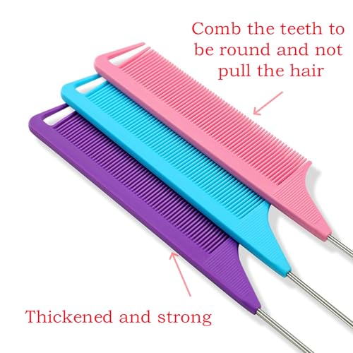 8-Piece Hairdressing Steel Comb Set with Fine Teeth & Color Options