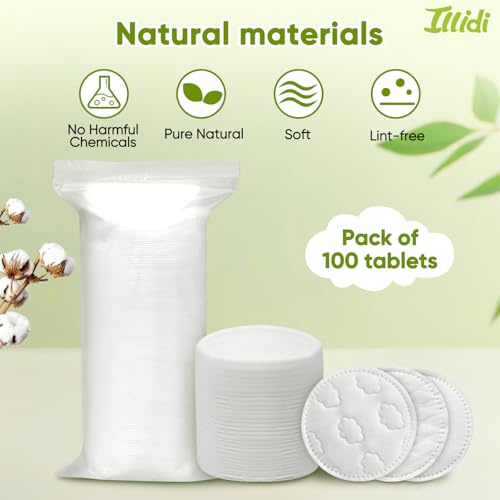 Illidi 300-Count Embossed Cotton Rounds - Soft, Lint-Free, Dual-Sided for Makeup & Skincare
