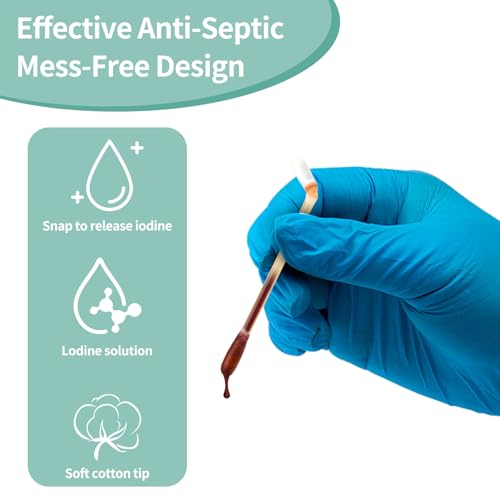 Manna MedTech Organic Cotton Iodine Swabs - First Aid Wound Care (100 Count)