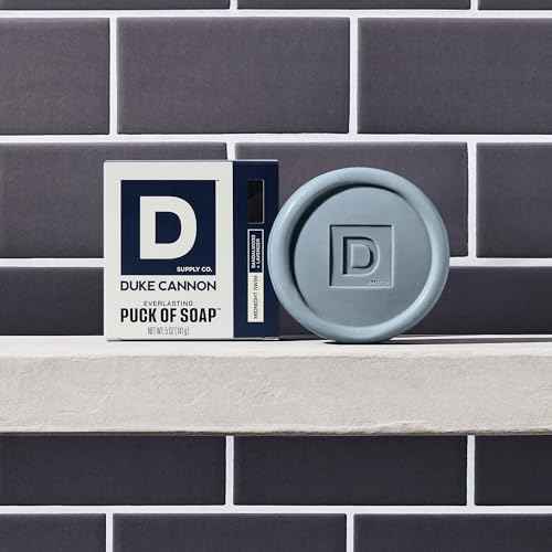 Duke Cannon Supply Co. Bar Soap Puck - Men's Rounded Bar Soap with Masculine Scents - Disc-Shaped Mens Soap - Hydrating & Deep Cleaning - All Skin Types - Midnight Swim, 5 oz