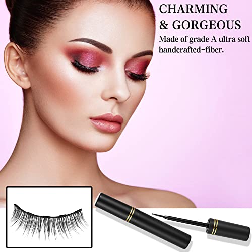 Magnetic Eyelashes Kit - 12 Pairs Reusable 3D Lashes with Eyeliner