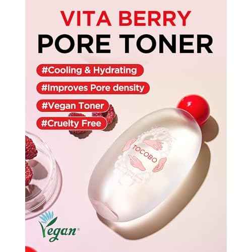TOCOBO Vita Berry Pore Toner ? Korean Vegan Alcohol-Free Face Toner with Hibiscus, Niacinamide & Vita Berry Water for Pore Tightening - Oil Balancing & Gentle Exfoliation, 5.07 fl.oz.