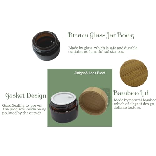 30ml Frosted Glass Cosmetic Jar 4-Pack with Bamboo Lids