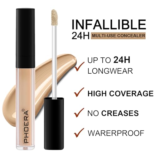 PHOERA Full Coverage Liquid Concealer with Brush
