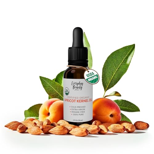 Organic Apricot Kernel Oil | 100% Pure, Cold-Pressed, Unrefined | USDA Certified Organic | Amber Glass Bottle with Glass Dropper | For Face, Skin & Hair - 1 Fl Oz