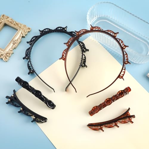 Braided Hair Clips & Headband Set - 6 Piece Styling Accessories