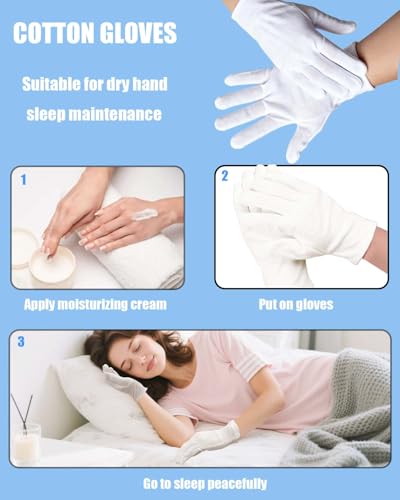 24 Pcs Cotton Moisturizing Gloves for Eczema Relief and Sleep