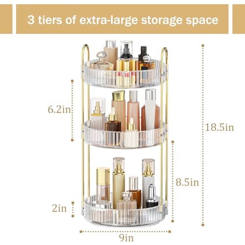 MOKANI 360° Rotating Makeup Organizer 3-Tier Cosmetics Storage