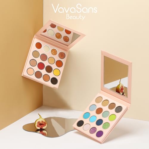Sunset Blvd Eyeshadow Palette 16 Colors Brown Nude Earth Tone Matte Glitter Shimmer Eye Shadow Long Lasting High Pigmented Blendable Smokey Eyeshadow Powder Makeup