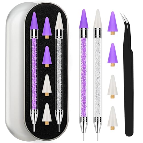 Rhinestone Picker Tool Set with 2 Dual-Ended Pens & Tweezers