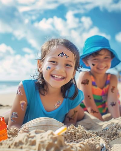 Ocean Life Temporary Tattoos - 210 Pcs, 18 Sheets