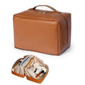 Travel Makeup Bag Large Capacity Cosmetic Bags Flat Open Make up Bag with Multiple Compartments Portable Toiletry Bag Waterproof PU Leather Pouch for Women Beauty & Travel Essentials (Brown)