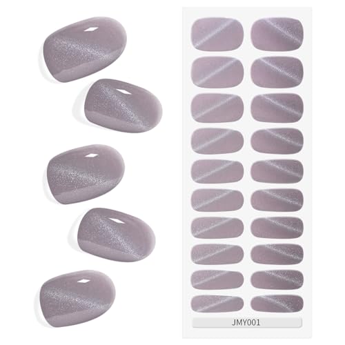 Cat Eye Semi Cured Gel Nail Stickers Salon Quality Nail Wraps Long Lasting Semi-Cured Gel Nail Strips Cateye Semicured Gel Nail Wraps for Women Manicure (CAT Eye 013)