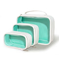 ROWNYEON 3-Piece Premium Cosmetic Organizer Set - Clear PVC & Faux Leather Storage Bags with Jewel-Tone Blue Lining, Waterproof Travel Toiletry Cases for Home/Carry-On (Jumbo/Medium/Mini)