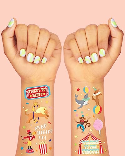 Circus Party Temporary Tattoos - 42 Gold & Silver Foil