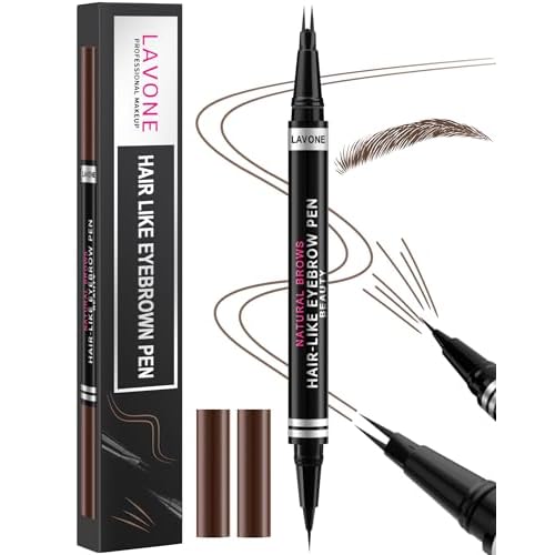 Eyebrow Pencil, 2-in-1 Waterproof Eyebrow Pen, with 2 Tip Microblading Eyebrow Pencil and Ultra-Precise Brow Pencil, with Eyebrow Brush, Eyebrow Pencils for Women, Natural Hair-Like Brows - Dark Brown