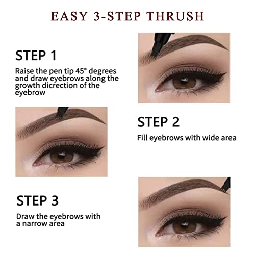 Waterproof Eyebrow Pen for Women - Microblading Tattoo Eye Brow Pencil, Long Lasting All Day, Creates Natural Looking (Black Brown - 2 PCS)