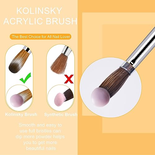KEMEISI 4-Pack Gold Kolinsky Acrylic Nail Brushes Set - Professional Manicure Tools