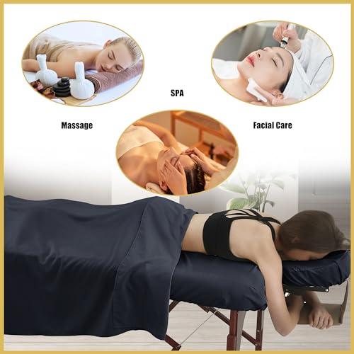 4 Sets Microfiber Massage Table Sheet Sets 3 Pcs Massage Bed Cover Soft Wrinkle Free Includes Massage Fitted Sheet,Massage Sheets and Face Cradle Cover for SPA Beauty Salon Tattoos (Black)