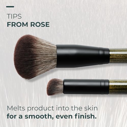 Rose and Ben Beauty D2 Concealer & Complexion Brush | Dual-Ended Design for Seamless Blending | Buffing & Setting for Cream, Liquid, and Powder Makeup | Cruelty-Free Fibers