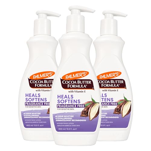 Palmer's Cocoa Butter Formula Fragrance Free Lotion Pump Bottle, 13.5 Fl.oz (Pack of 3)