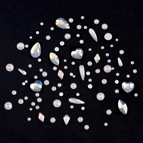 Nail Rhinestone Crystal Gems Set - 60pcs Opal + 480pcs Round