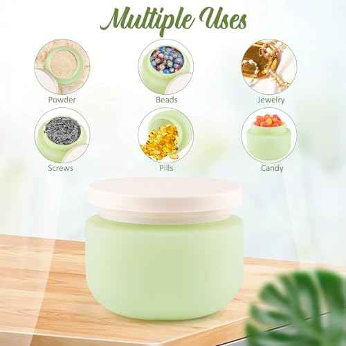 8 Pcs 8oz/250g Plastic Containers Empty Cosmetic Jars Wide Mouth Makeup Sample Storage Pot with Lid & Inner Liner for Lotion Cream Ointments Makeup Nails Paint Jewelry - Green