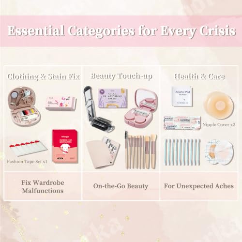 Bridal Emergency Kit, 60+ Pcs Wedding Day Essentials with Cosmetic Bag