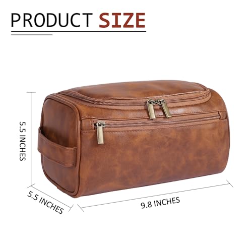 Travel Toiletry Bag for Men & Women, PU Leather Dopp Kit