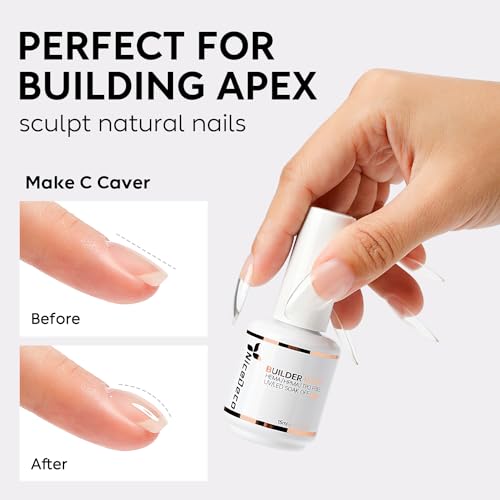 Nicedeco Builder Nail Gel 15ML 7 in 1 Clear Builder Base Gel, 6 Pcs Rubber Base Gel Polish for Nails
