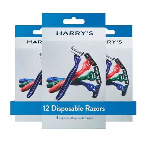 Harry's Disposable Razors for Men - 12 Count - 3-Blade Men's Razors for Travel and On-the-Go Convenience