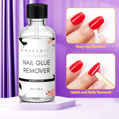 Makartt Nail Glue Remover for Acrylics, Press Ons - 50ML Debonder Without Acetone, Can't Remove Gel Polish