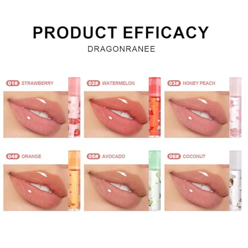 6-Piece Fruit Lip Oil Set - Hydrating Lip Gloss Collection