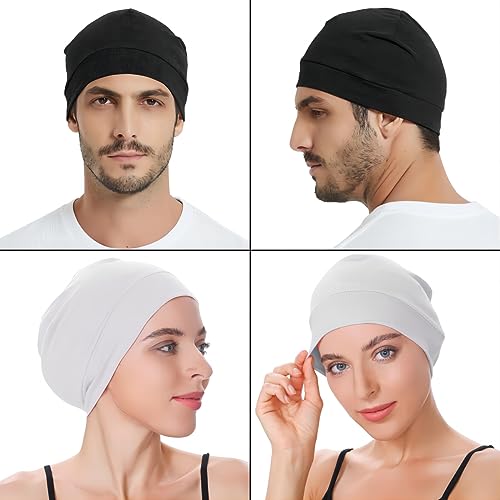 100% Cotton Skull Cap Beanie for Men & Women - Lightweight & Breathable Nightcap
