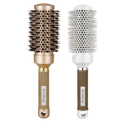 Round Brush for Blow Out, Round Hair Brush Set for Blow Drying, Nano Thermal Ceramic Ionic Tech, with Boar Bristles, for Styling, Curling, Add Volume (2Pack - 2.9/2.5 Inch, Barrel 1.7 Inch)