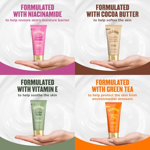 Gold Bond Scented Hand Cream Gift Set - 24HR Hydrating Lotion (4 Pack, 3 oz)
