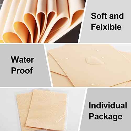 Combofix 20Pcs Tattoo Practice Skin Kit - 1mm Double Side Blank Tattoo Skin 10Pcs Transfer Paper 10Pcs, Practice Kit Including Fake Skin Stencil Paper for Beginners, Artists, Tattooing Supplies