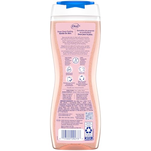 Dial Body Wash, Exfoliate & Restore Himalayan Salt, 16 Fl Oz, Hydraclean Complex & Vitamin E, Gentle, Leaves Skin Feeling Nourished, Dermatologist-Tested, No Parabens & Sulfates,(Pack of 8)